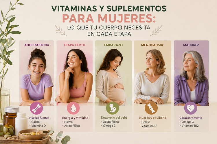 Vitaminas y suplementos para mujeres: lo que tu cuerpo necesita en cada etapa