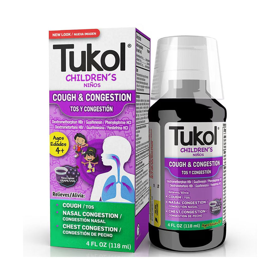 Tukol Alivio para el Resfriado y la Tos para Niños Uva, 4.0 oz