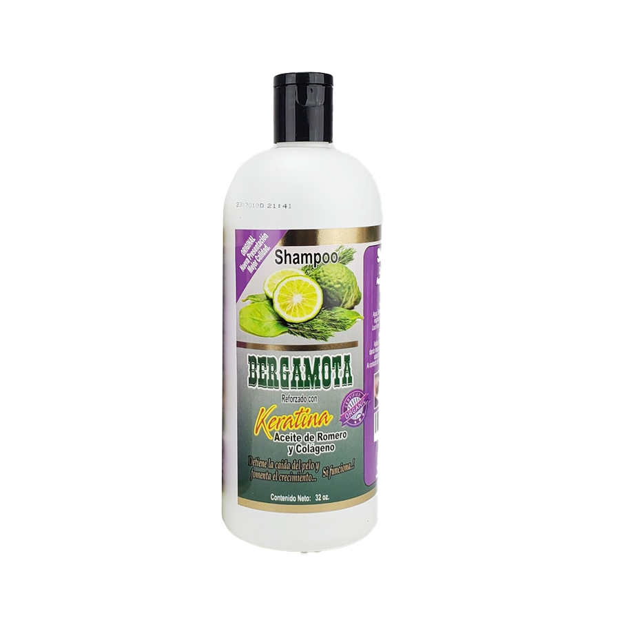 Shampoo Bergamota Reforzado con Keratina, Aceite de Romero y Colageno, 32 oz