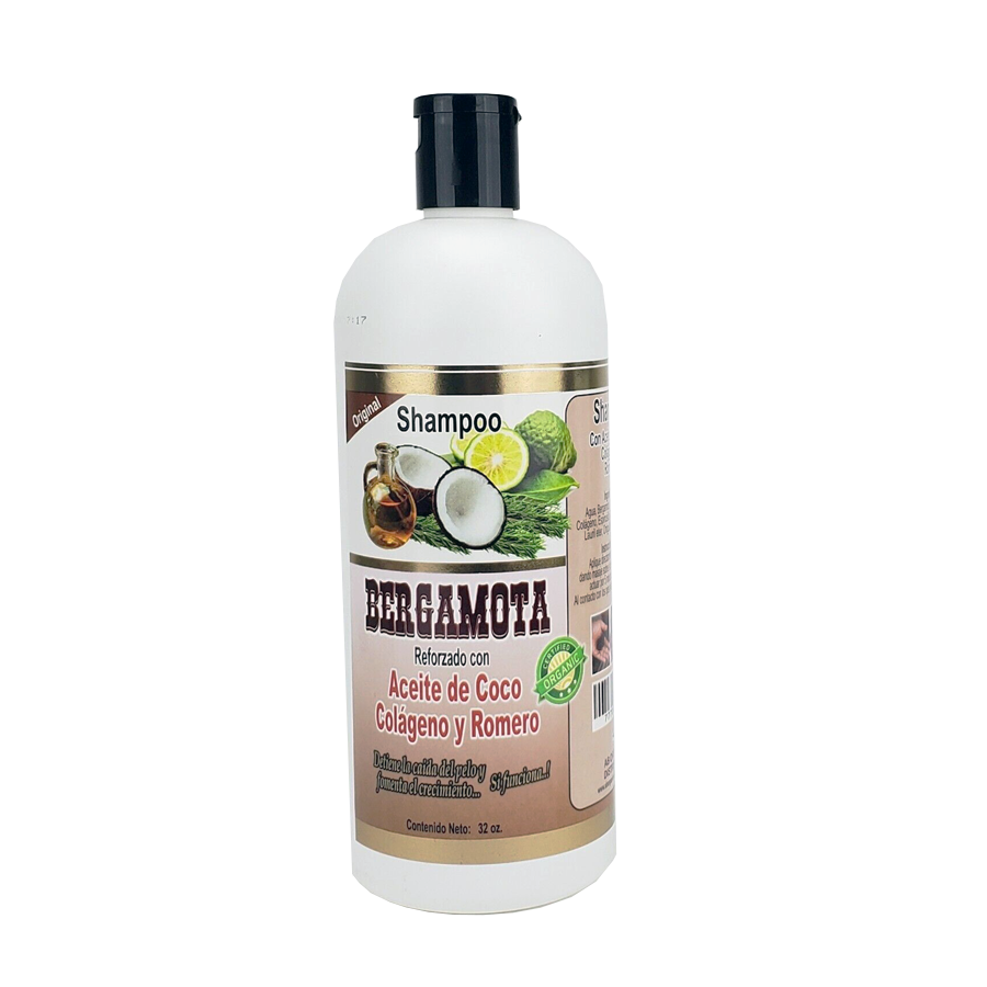 Original Shampoo Bergamota Reforzado Con Aceite de Coco, Colageno Y Romero, 32