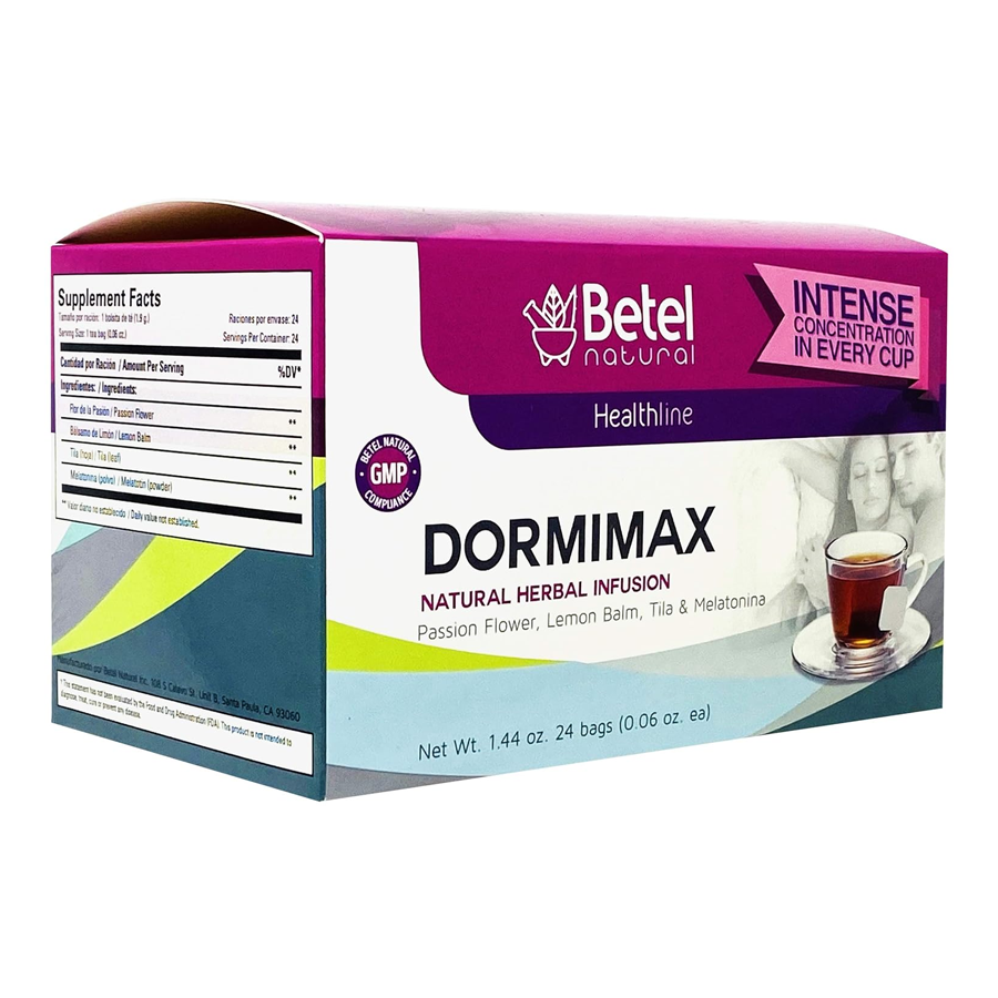 Betel Natural Dormimax Té Natural para Dormir con Melatonina, 24 Bolsitas de Té