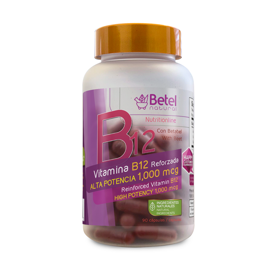 Betel Natural Vitamina B12 Reforzada Alta Potencia, 90 Capsulas