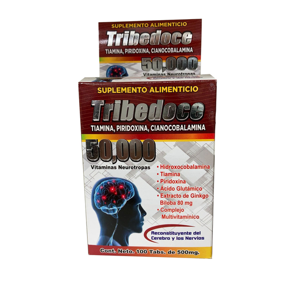 Tribedoce Tiamina, Piridoxina, Cianocobalamina 50,000 Vitaminas Neurotropas, 100 Tabletas