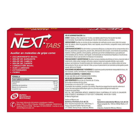 Next Tabs Gripa Multi Sintomas, 10 Pastillas – Milagros de Mexico