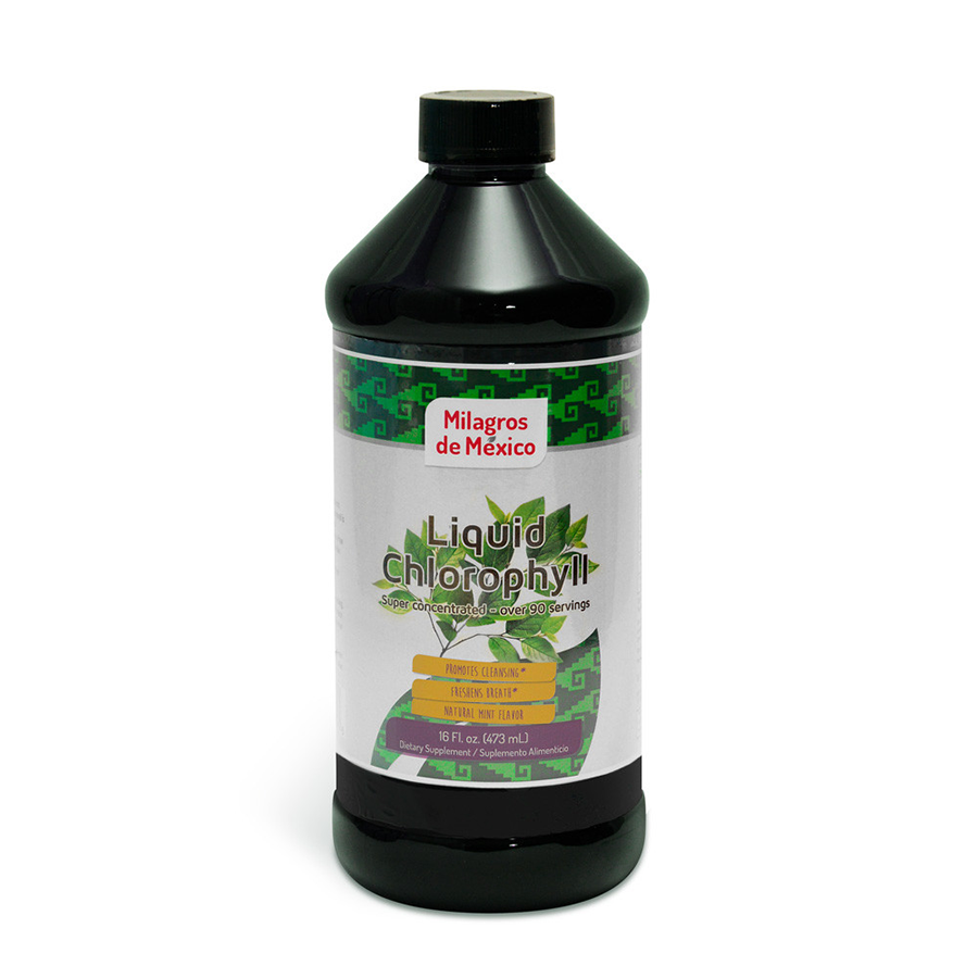 Milagros de Mexico Clorofila Liquida Concentrada con Menta, 16 oz