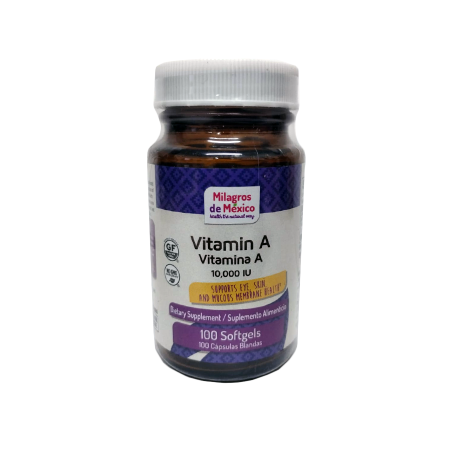 Milagros de Mexico Vitamina A, 100 Capsulas