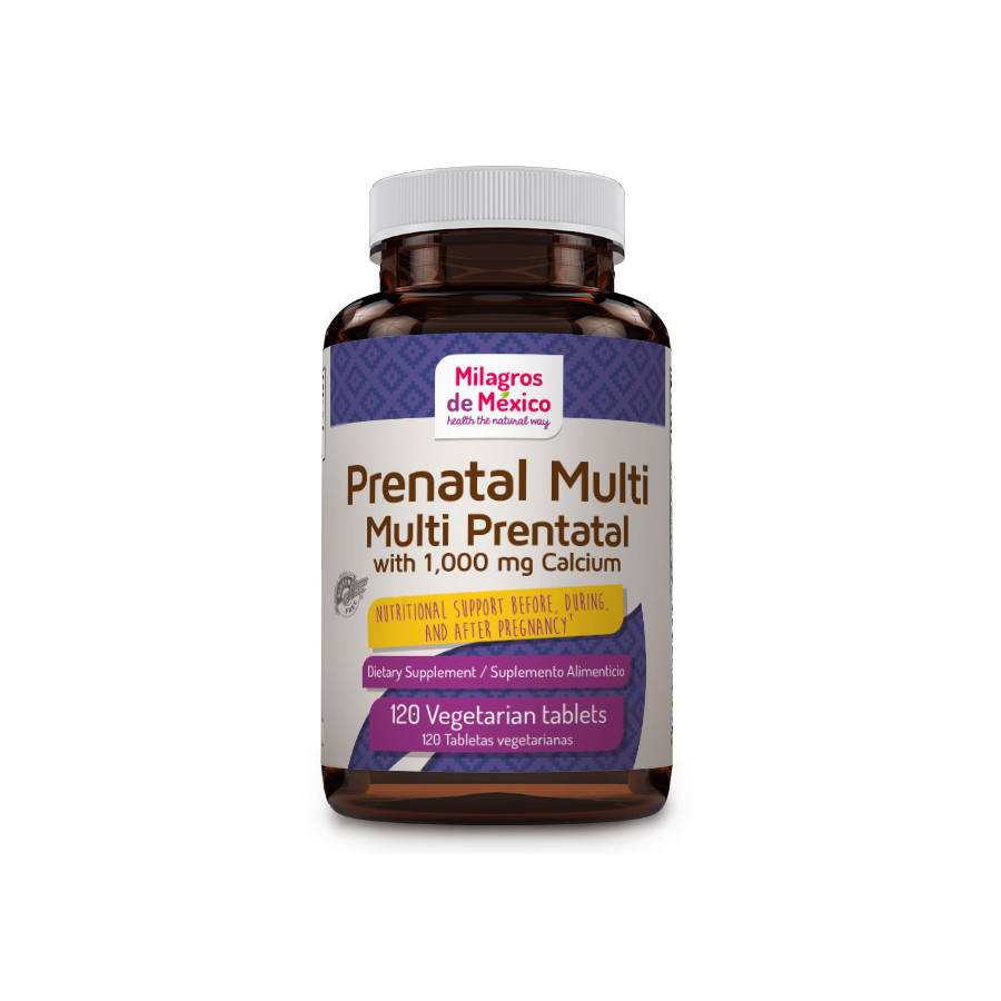 Milagros de Mexico Multivitaminico Prenatal 1000 mg Calcio, 120 Capsulas