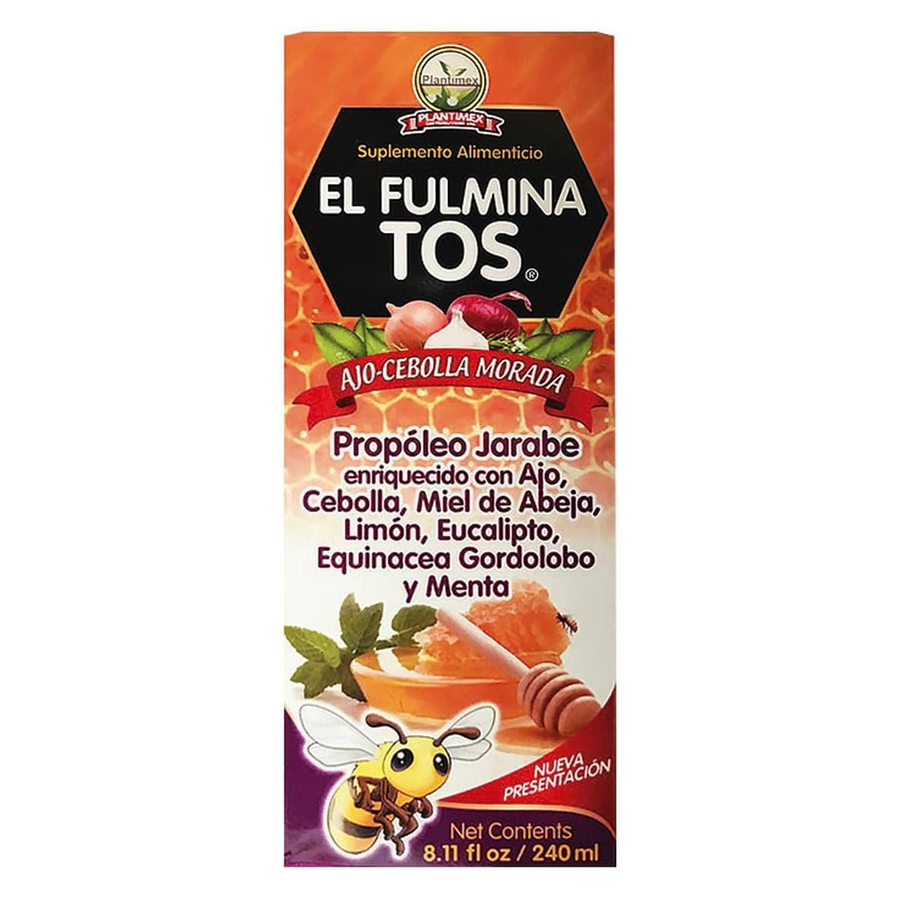 El Fulmina Tos Propoleo, Ajo, y Cebolla, Jarabe con Miel de Abeja, 8.11 oz