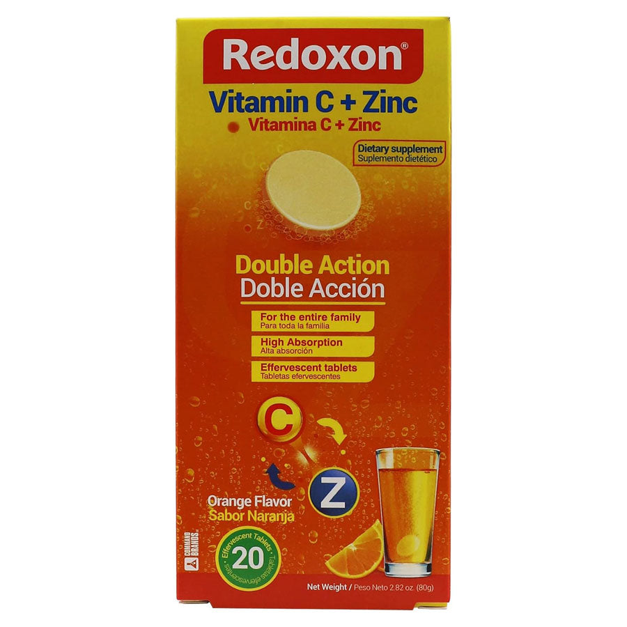 Redoxon Vitamina C + Zinc Doble Accion, 20 Tabletas Efervescente