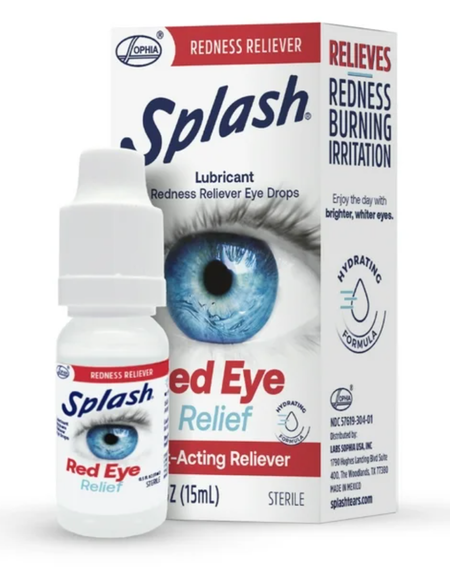 Splash Gotas para Aliviar el Enrojecimiento, Fórmula Hidratante de Acción Rápida para Ojos Más Brillantes, Uso Diario, 0.5 fl oz