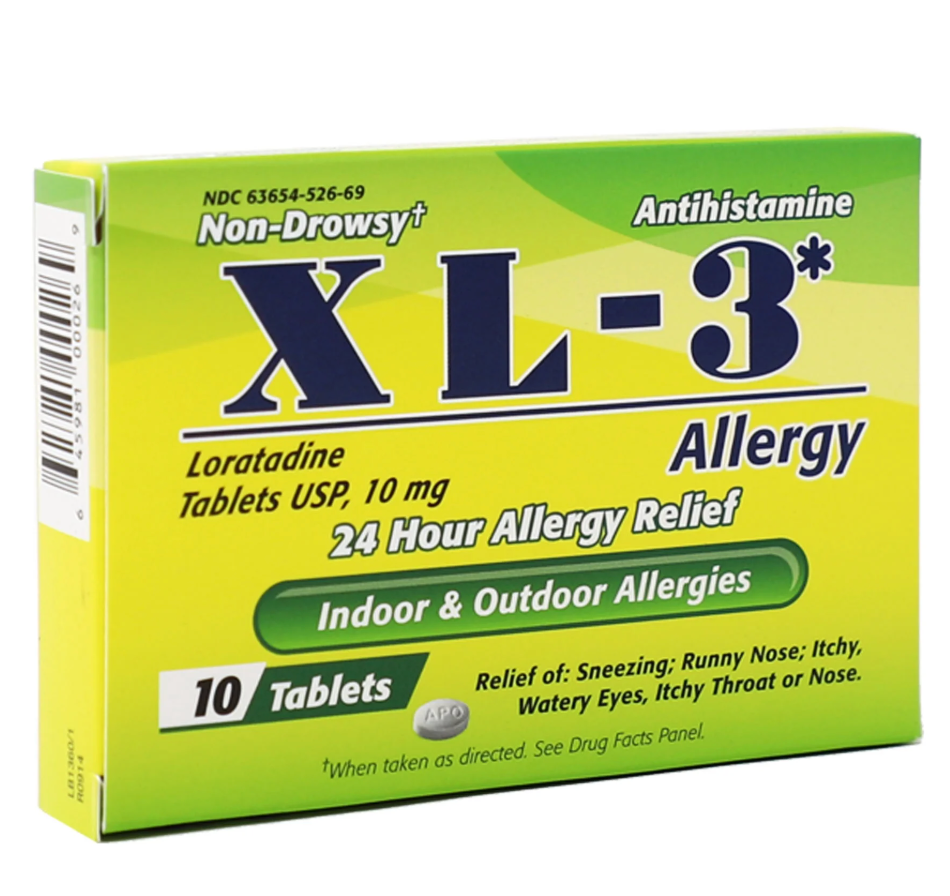 XL-3 para Alergia, Alivio de Alergias por 24 Horas, 10 Tabletas