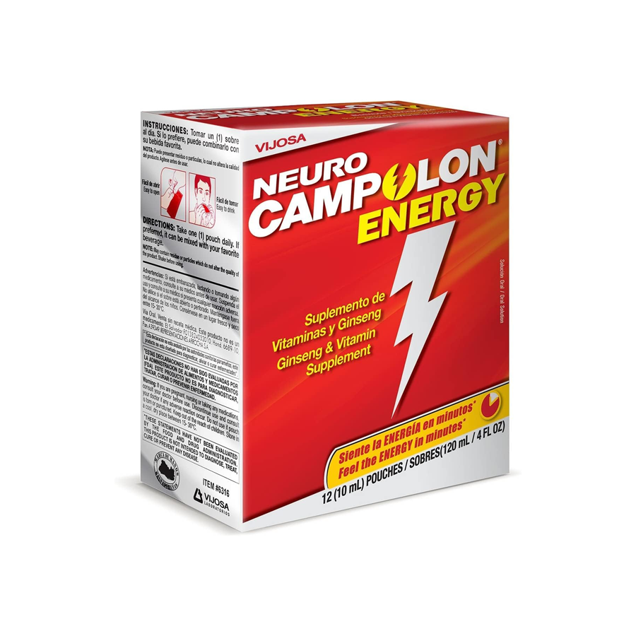 Vijosa Neuro Campolon Energy Suplemento de Vitaminas y Ginseng, 12 Sobres