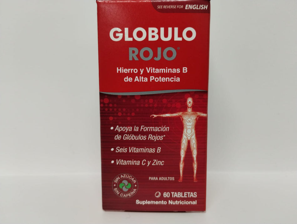 Globulo Rojo Hierro y Vitaminas B de Alta Potencia, 60 Tabletas