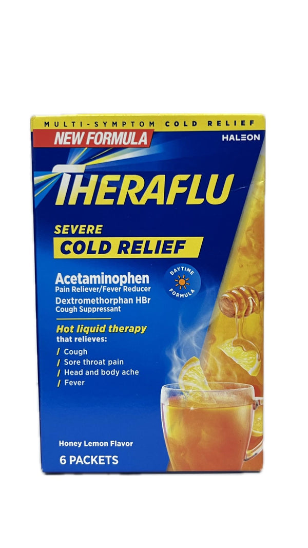 Theraflu Apoyo al Resfriado 6 Paquetes Sabor a Miel y Limon, Formula de dia.
