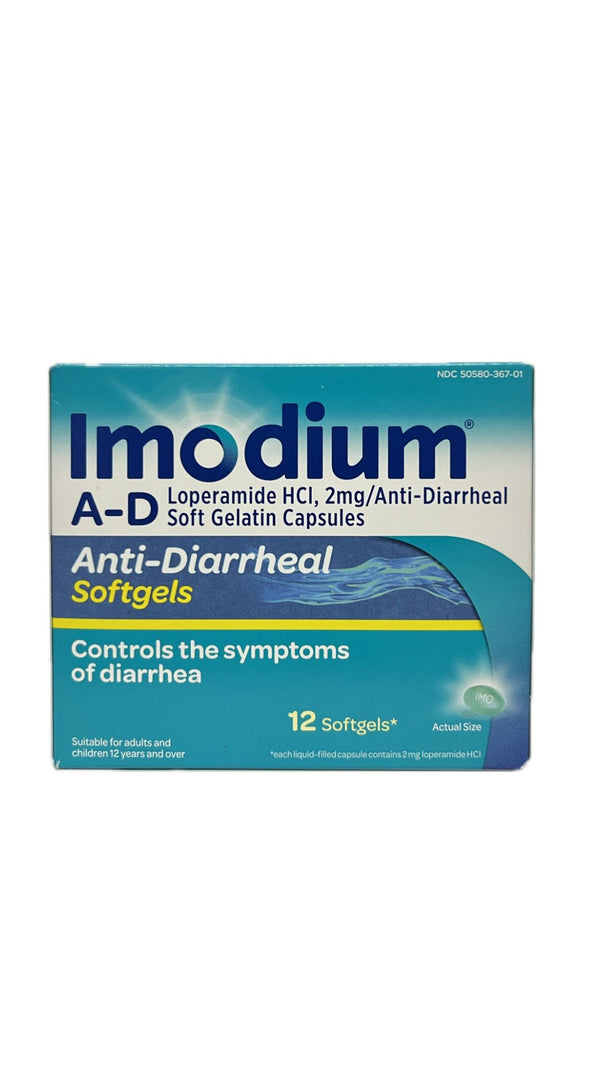 Imodium A-D Controla los Síntomas de la Diarrea, 12 Solgels