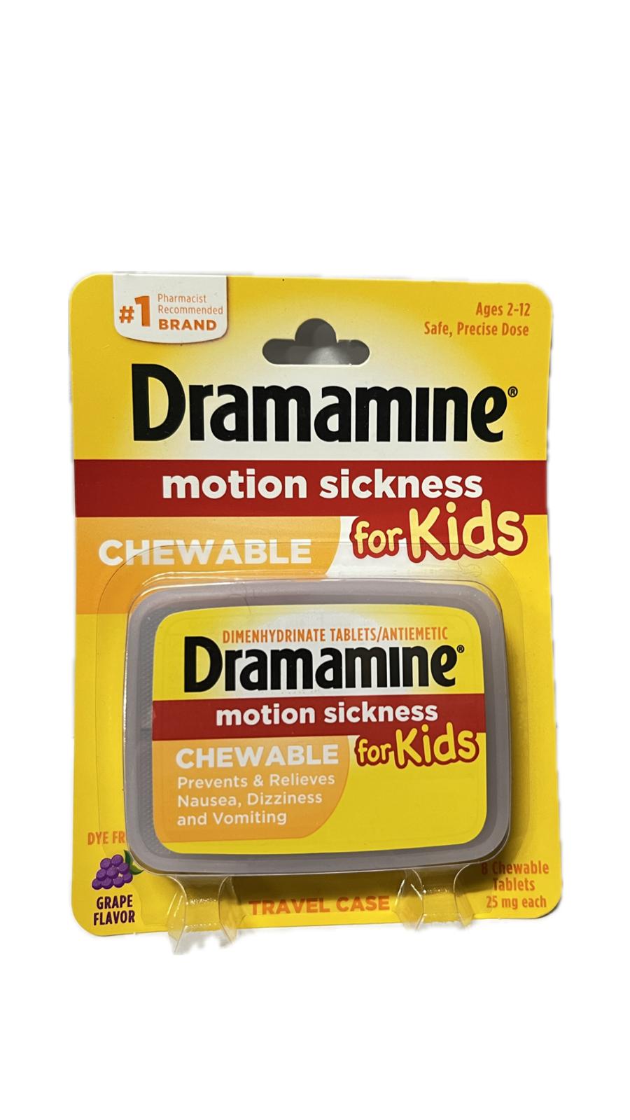 Dramamine Para Mareos niños 8 Tabletas Masticables.