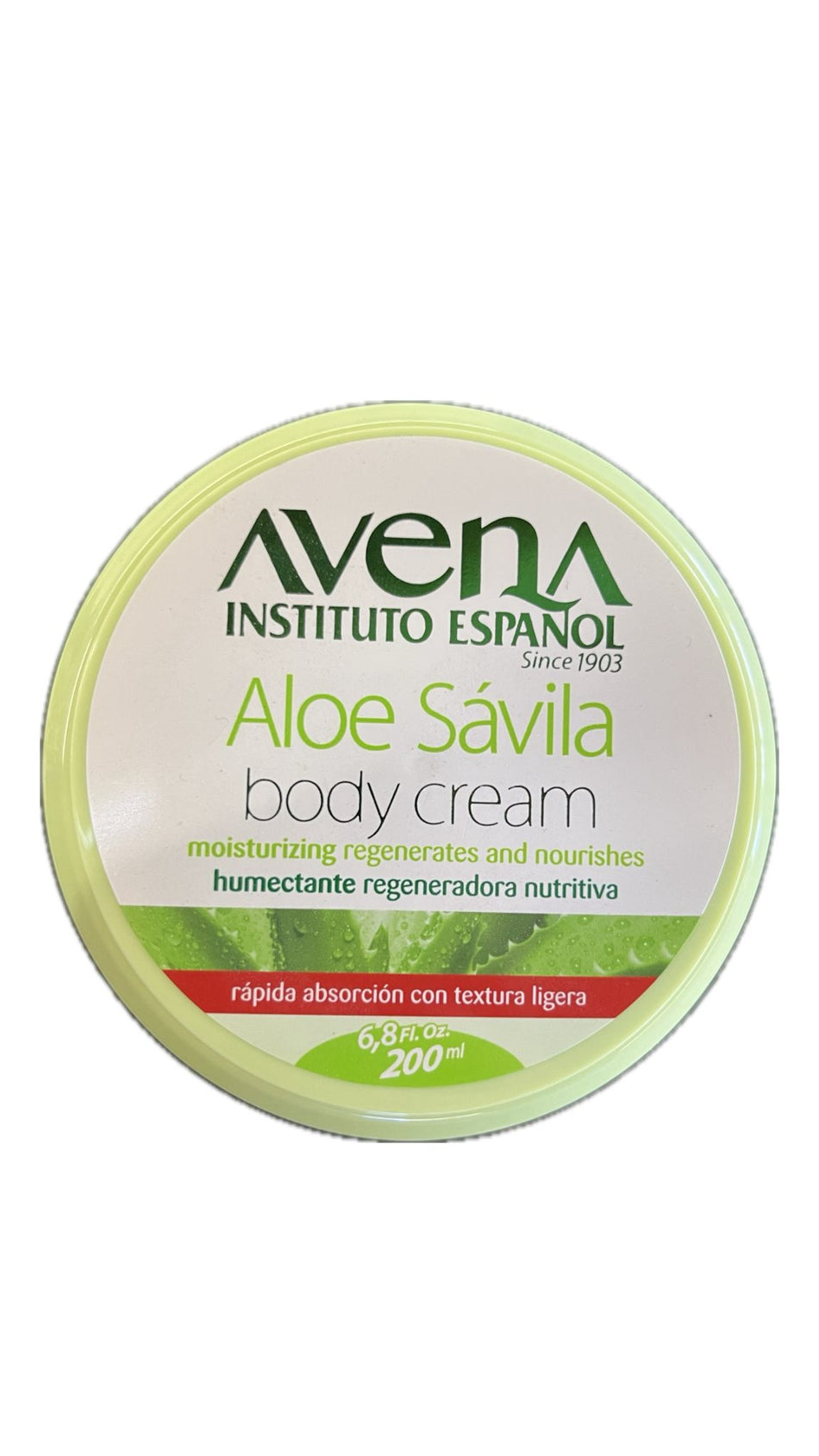 Avena Instituto Español Aloe Sábila Crema Corporal 6.8 oz