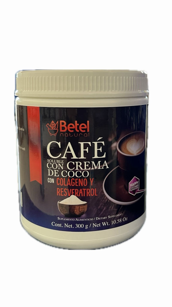 Betel Café Soluble Con Crema De Coco + Colágeno Y Resveratrol   300 g